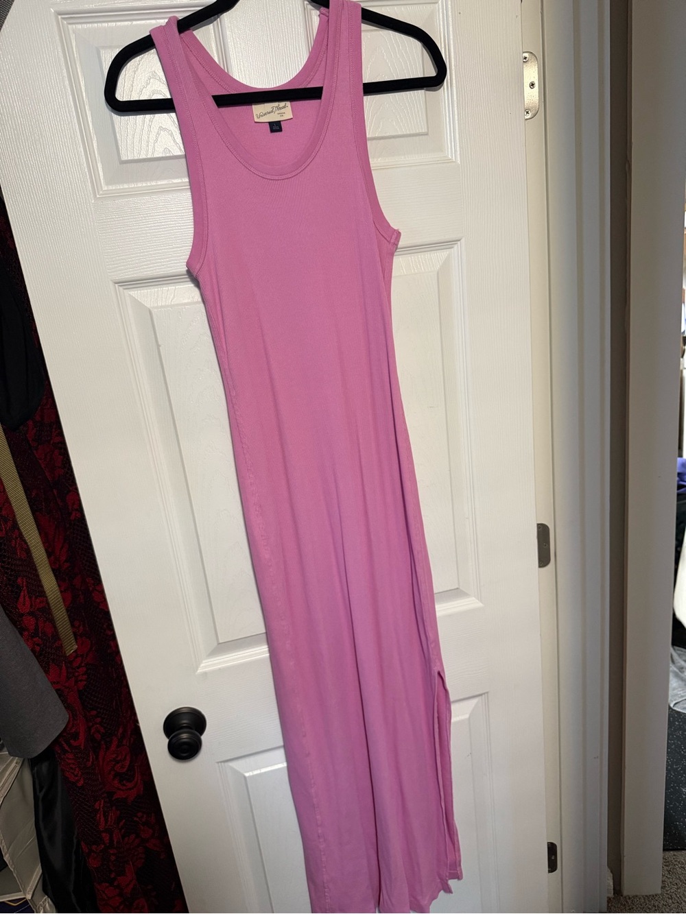 Sleeveless Pink Maxi Dress - ribbed Tank Style